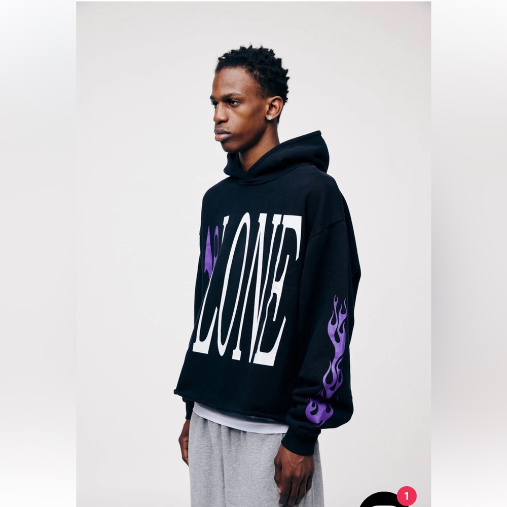 Vlone x Palm Angels Logo Hooded Sweatshirt 'Black/Purple' Medium Retail$720